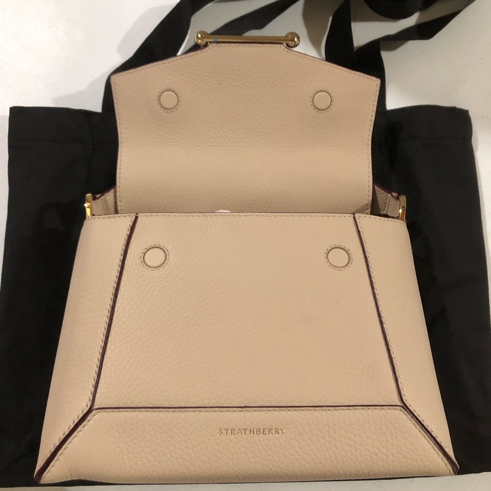 Strathberry Calf Leather Mosaic Top Handle Crossbody Bag in Oat Gold Hadware NWT - Picture 16 of 16